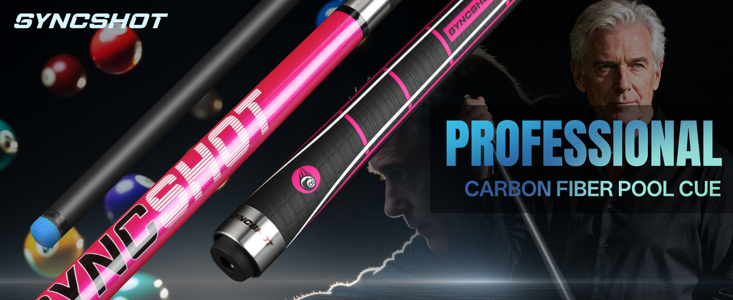 CARBON FIBER POOL CUE ROSE RED